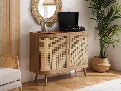 Birlea Noah Rattan and Oak 2 Door Sideboard Birlea Noah Rattan and Oak 2 Door Sideboard
