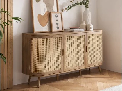 Birlea Noah Rattan and Oak 3 Door Sideboard Birlea Noah Rattan and Oak 3 Door Sideboard