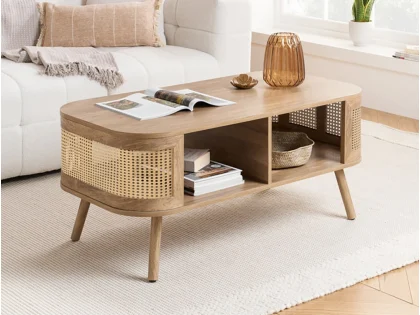 Birlea Noah Rattan and Oak Coffee Table Birlea Noah Rattan and Oak Coffee Table