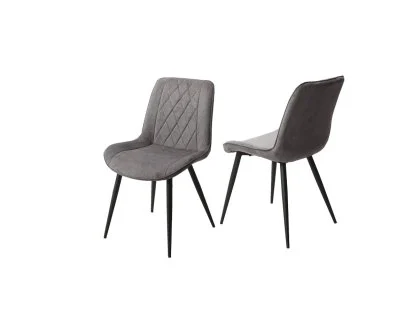 Core Aspen Diamond Stitch Set of 2 Grey Fabric Dining Chairs