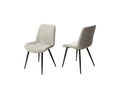 Core Aspen Diamond Stitch Set of 2 Grey Cord Fabric Dining Chairs