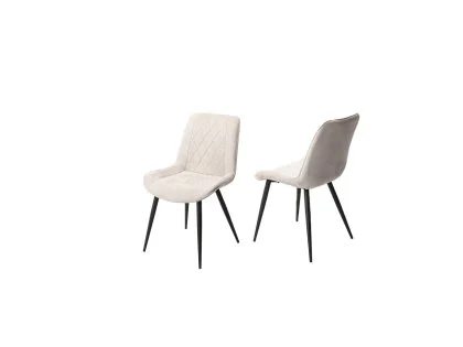 Core Aspen Diamond Stitch Set of 2 Natural Fabric Dining Chairs