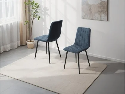 Core Aspen Straight Stitch Set of 2 Blue Cord Fabric Dining Chairs Core Aspen Straight Stitch Set of 2 Blue Cord Fabric Dining Chairs