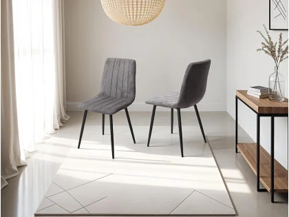 Core Aspen Straight Stitch Set of 2 Grey Cord Fabric Dining Chairs Core Aspen Straight Stitch Set of 2 Grey Cord Fabric Dining Chairs