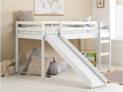 Clearance - Birlea Frankie White Mid Sleeper 3ft Single Bed Frame with Slide Clearance - Birlea Frankie White Mid Sleeper 3ft Single Bed Frame with Slide