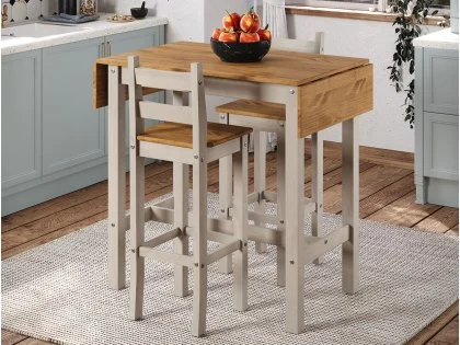 Core Corona Grey and Waxed Pine Drop Leaf Dining Table and Chairs Set Core Corona Grey and Waxed Pine Drop Leaf Dining Table and Chairs Set