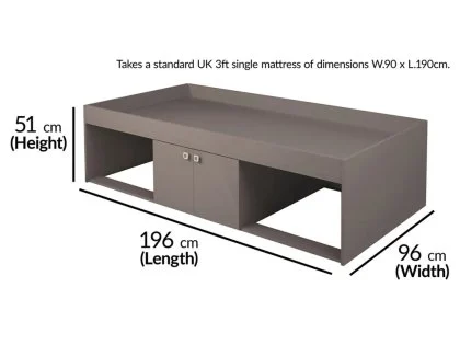 Clearance - Kidsaw Low 3ft Single Grey Cabin Bed Frame