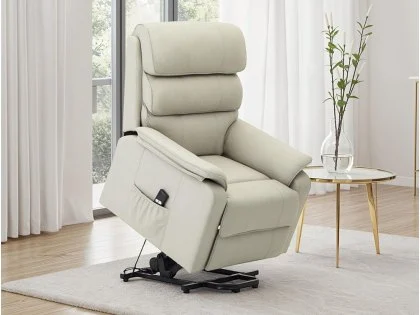 TGC Lewis Single Motor Light Grey Air Faux Leather Riser Recliner Chair TGC Lewis Single Motor Light Grey Air Faux Leather Riser Recliner Chair