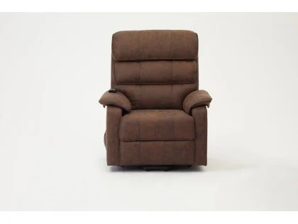 TGC Lewis Single Motor Brown Air Leather Riser Recliner Chair
