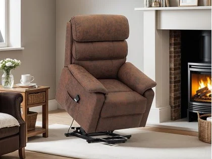 TGC Lewis Single Motor Brown Air Faux Leather Riser Recliner Chair TGC Lewis Single Motor Brown Air Faux Leather Riser Recliner Chair