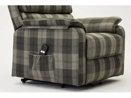 TGC Lewis Single Motor Grey Tartan Riser Recliner Chair