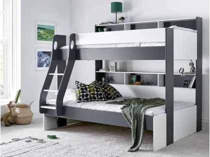 Bedmaster Oliver Grey & White Triple Bunk Bed Frame Bedmaster Oliver Grey & White Triple Bunk Bed Frame