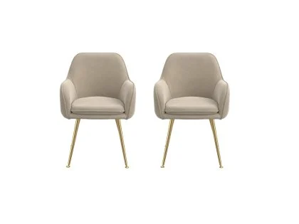 LPD Tara Set of 2 Fawn Velvet Dining Chairs