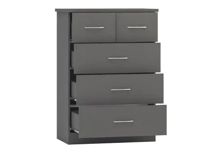 Clearance - Seconique Nevada Matt Grey 3+2 Drawer Chest of Drawers