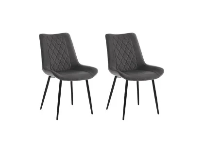 TGC Alice Set of 2 Grey Fabric Dining Chairs with Black Legs TGC Alice Set of 2 Grey Fabric Dining Chairs with Black Legs