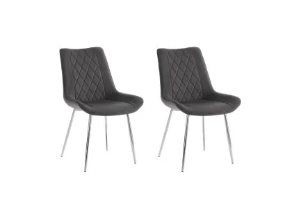 TGC Alice Set of 2 Grey Fabric Dining Chairs with Silver Legs TGC Alice Set of 2 Grey Fabric Dining Chairs with Silver Legs