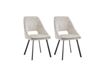 TGC Bella Set of 2 Cream Velvet Fabric Dining Chairs TGC Bella Set of 2 Cream Velvet Fabric Dining Chairs