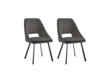 TGC Bella Set of 2 Grey Velvet Fabric Dining Chairs TGC Bella Set of 2 Grey Velvet Fabric Dining Chairs