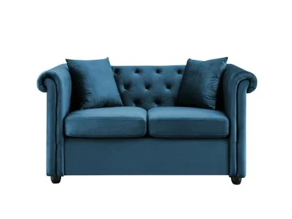 TGC Cambridge Blue Velvet Fabric 2 Seater Sofa TGC Cambridge Blue Velvet Fabric 2 Seater Sofa