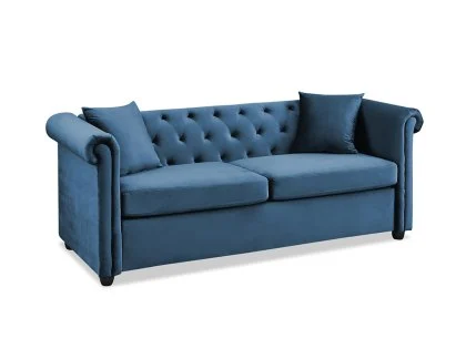 TGC Cambridge Blue Velvet Fabric 3 Seater Sofa TGC Cambridge Blue Velvet Fabric 3 Seater Sofa