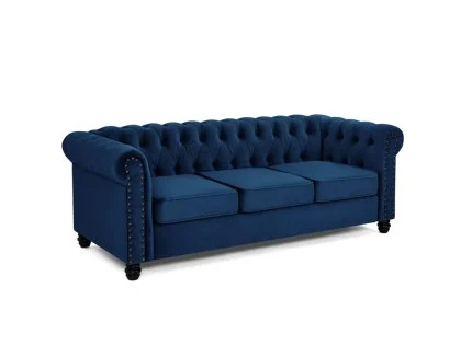 TGC Chester Blue Velvet Fabric 3 Seater Sofa TGC Chester Blue Velvet Fabric 3 Seater Sofa
