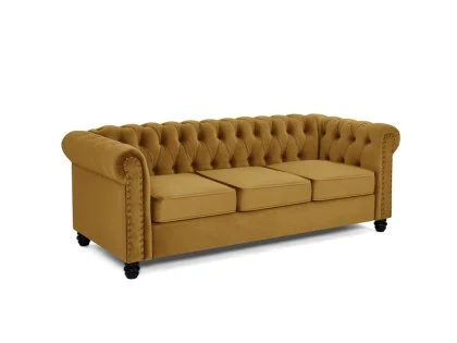 TGC Chester Gold Velvet Fabric 3 Seater Sofa TGC Chester Gold Velvet Fabric 3 Seater Sofa