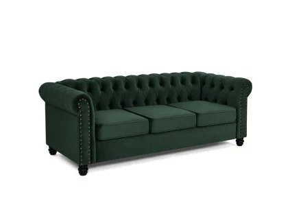 TGC Chester Green Velvet Fabric 3 Seater Sofa TGC Chester Green Velvet Fabric 3 Seater Sofa