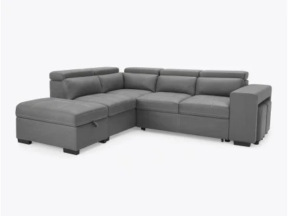 TGC Crimson Grey Faux Leather Left Hand Corner Sofa with Storage TGC Crimson Grey Faux Leather Left Hand Corner Sofa with Storage