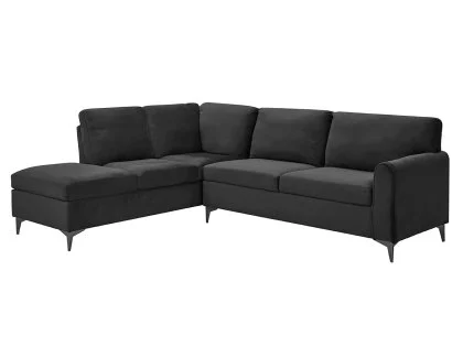 TGC Elise Black Velvet Fabric Left Hand Corner Sofa TGC Elise Black Velvet Fabric Left Hand Corner Sofa