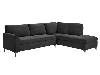 TGC Elise Black Velvet Fabric Right Hand Corner Sofa TGC Elise Black Velvet Fabric Right Hand Corner Sofa