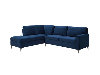 TGC Elise Navy Velvet Fabric Left Hand Corner Sofa TGC Elise Navy Velvet Fabric Left Hand Corner Sofa