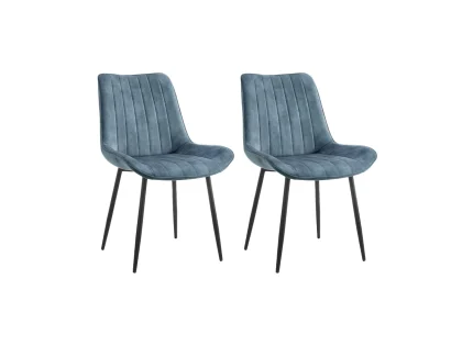 TGC Gemma Set of 2 Blue Velvet Fabric Dining Chairs TGC Gemma Set of 2 Blue Velvet Fabric Dining Chairs