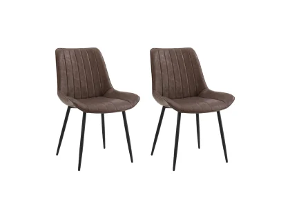 TGC Gemma Set of 2 Brown Faux Leather Dining Chairs TGC Gemma Set of 2 Brown Faux Leather Dining Chairs