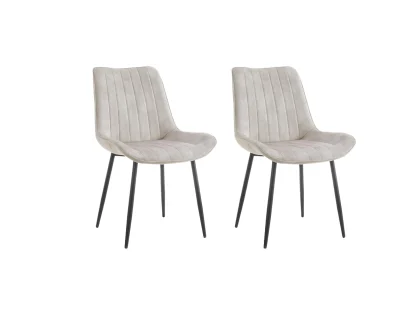 TGC Gemma Set of 2 Cream Velvet Fabric Dining Chairs TGC Gemma Set of 2 Cream Velvet Fabric Dining Chairs
