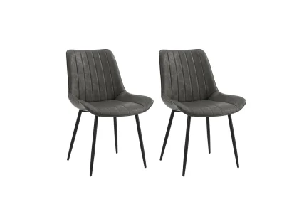 TGC Gemma Set of 2 Grey Faux Leather Dining Chairs TGC Gemma Set of 2 Grey Faux Leather Dining Chairs