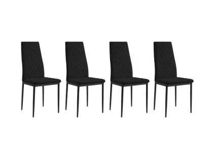 TGC Sara Set of 4 Black Faux Leather Dining Chairs with Black Legs TGC Sara Set of 4 Black Faux Leather Dining Chairs with Black Legs