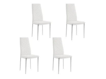 TGC Sara Set of 4 White Faux Leather Dining Chairs with Silver Legs TGC Sara Set of 4 White Faux Leather Dining Chairs with Silver Legs