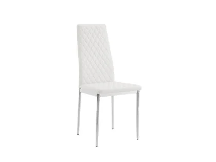 TGC Sara Set of 4 White Faux Leather Dining Chairs with Silver Legs TGC Sara Set of 4 White Faux Leather Dining Chairs with Silver Legs