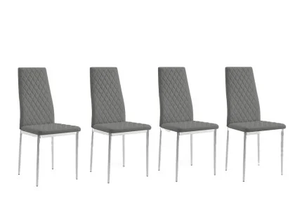 TGC Sara Set of 4 Grey Faux Leather Dining Chairs with Silver Legs TGC Sara Set of 4 Grey Faux Leather Dining Chairs with Silver Legs