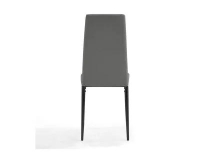 TGC Sara Set of 4 Grey Faux Leather Dining Chairs with Black Legs TGC Sara Set of 4 Grey Faux Leather Dining Chairs with Black Legs