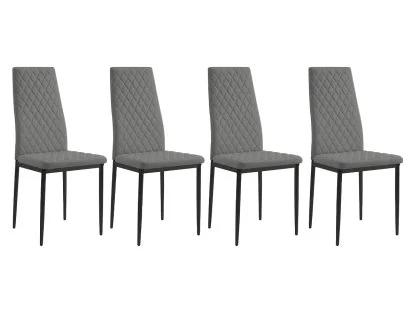 TGC Sara Set of 4 Grey Faux Leather Dining Chairs with Black Legs TGC Sara Set of 4 Grey Faux Leather Dining Chairs with Black Legs