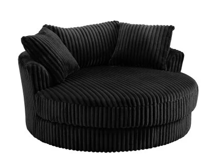 TGC Skye Black Jumbo Cord Fabric Swivel Loveseat Chair TGC Skye Black Jumbo Cord Fabric Swivel Loveseat Chair