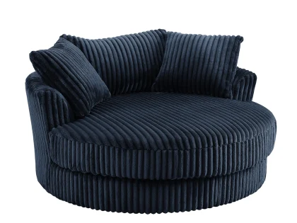 TGC Skye Blue Jumbo Cord Fabric Swivel Loveseat Chair TGC Skye Blue Jumbo Cord Fabric Swivel Loveseat Chair