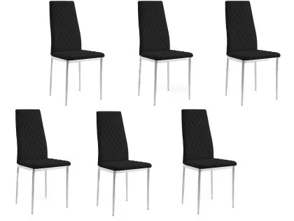 TGC Sara Set of 6 Black Faux Leather Dining Chairs with Silver Legs TGC Sara Set of 6 Black Faux Leather Dining Chairs with Silver Legs