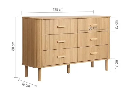 Clearance - Birlea Axel Oak 3+3 Drawer Chest of Drawers Clearance - Birlea Axel Oak 3+3 Drawer Chest of Drawers