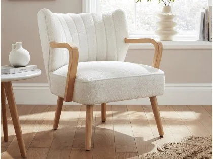 GFW Enzo Cream Boucle Fabric Accent Chair GFW Enzo Cream Boucle Fabric Accent Chair