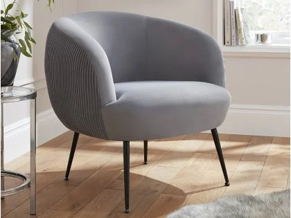 GFW Kamilah Grey Pleated Velvet Fabric Accent Chair GFW Kamilah Grey Pleated Velvet Fabric Accent Chair
