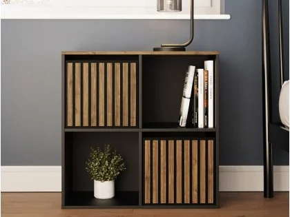 GFW Kube 2x2 Black and Walnut Shelf Storage Cube GFW Kube 2x2 Black and Walnut Shelf Storage Cube