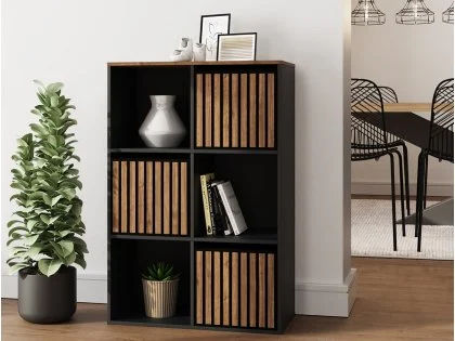 GFW Kube 2x3 Black and Walnut Shelf Storage Cube GFW Kube 2x3 Black and Walnut Shelf Storage Cube