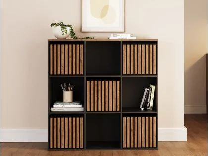 GFW Kube 3x3 Black and Walnut Shelf Storage Cube GFW Kube 3x3 Black and Walnut Shelf Storage Cube